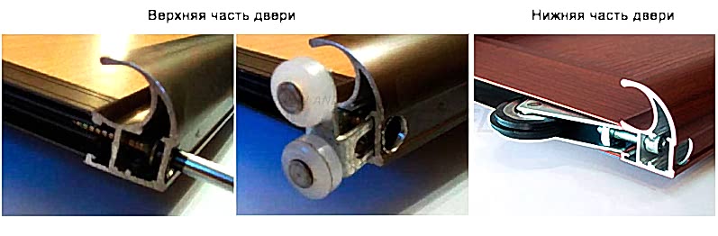 Нижняя и верхняя часть дверей шкафа купе